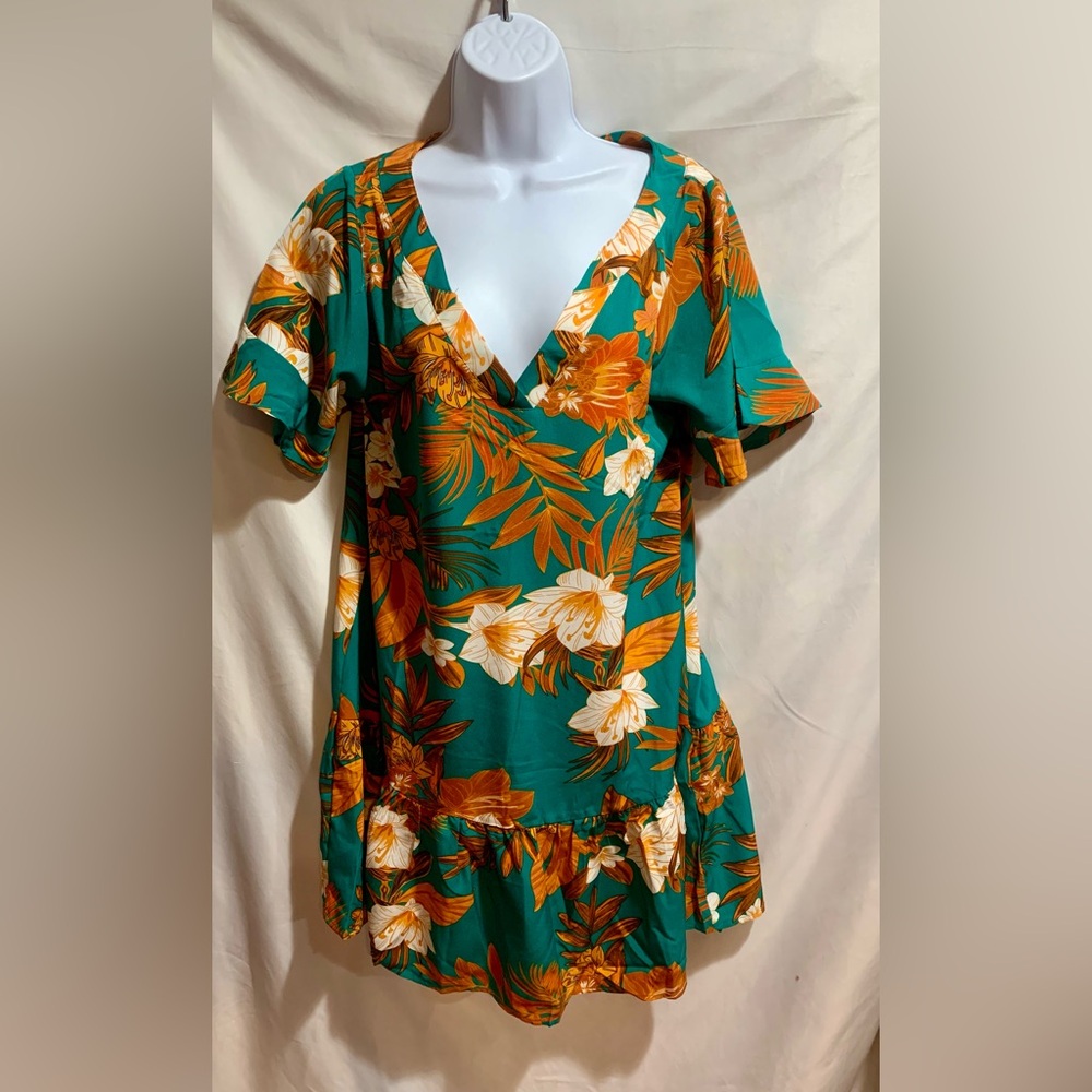 Floral V-Neck Swim Coverup